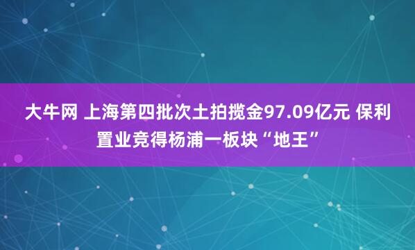 大牛网 上海第四批次土拍揽金97.09亿元 保利置业竞得杨浦一板块“地王”